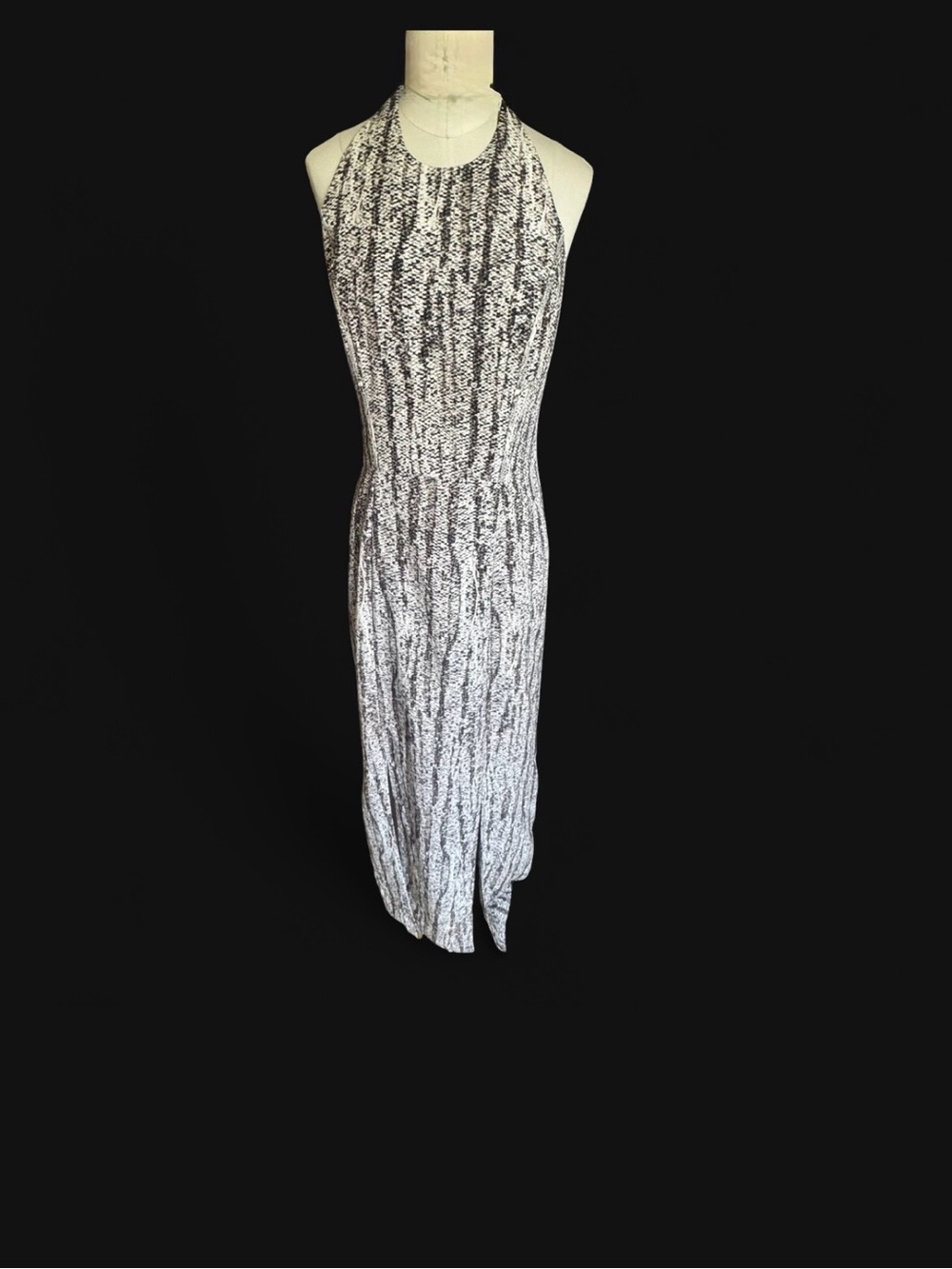 Sachin + Babi Black and White snake print halter neck Maxi Dress slits around